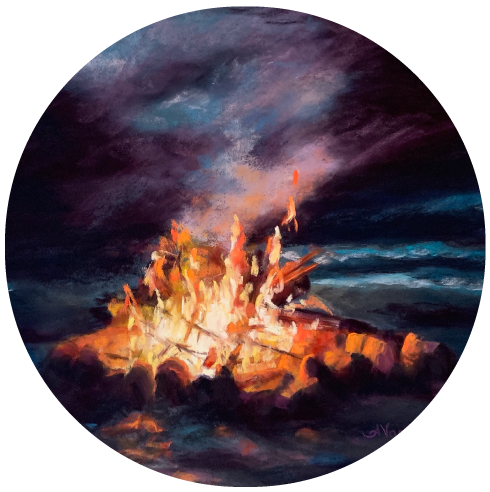 painting of fire pit